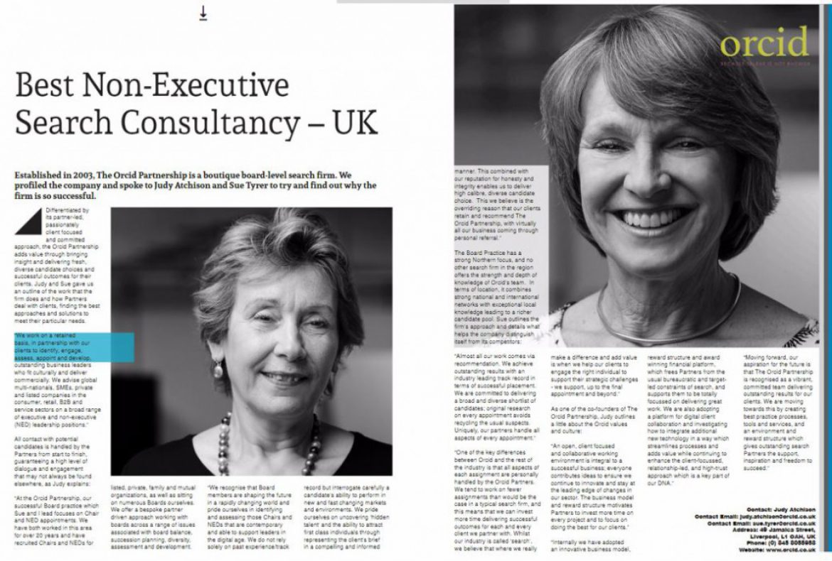 Best Non-Executive Search Consultancy – UK awarded by CV Magazine.